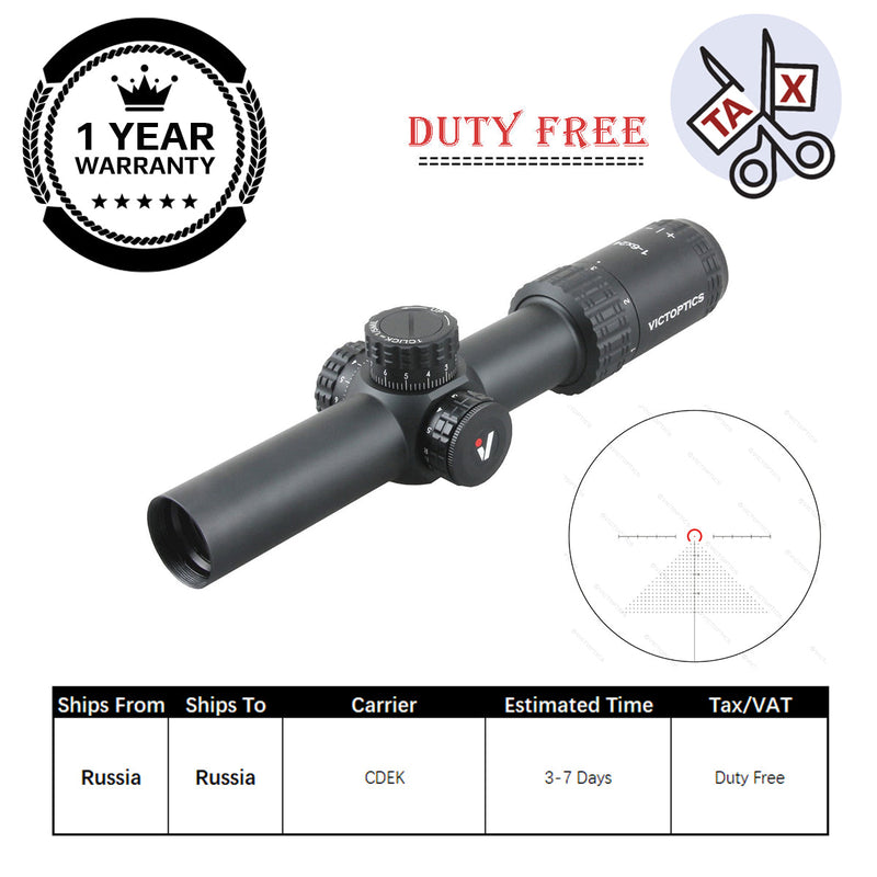 将图像加载到画廊查看器中,VictOptics S6 1-6x24黑色SFP LPVO 瞄準鏡