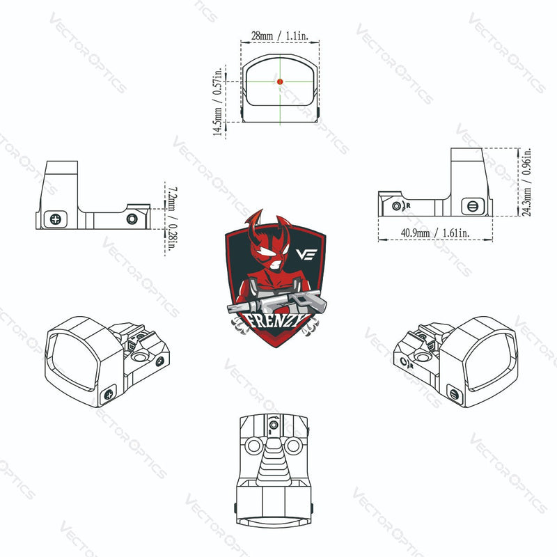 将图像加载到画廊查看器中，Frenzy-S 1x17x24 MIC Red Dot Sight FDE details desigh
