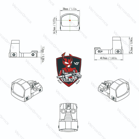 Frenzy-S 1x17x24 MIC Red Dot Sight FDE details desigh