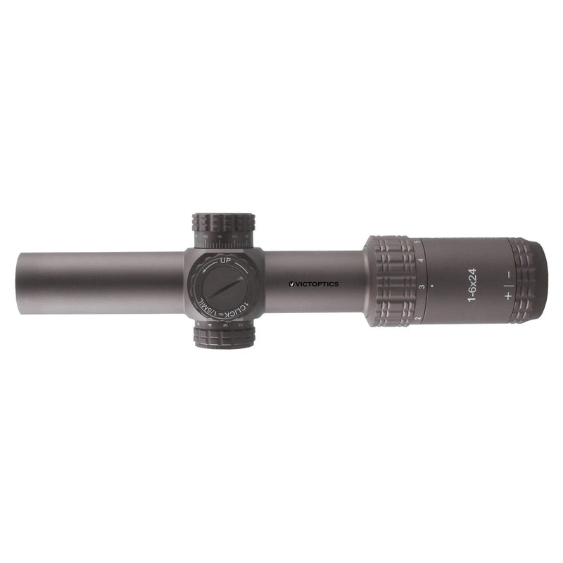 将图像加载到画廊查看器中，VictOptics S6 Burnt Brown 1-6x24 SFP LPVO Scope Details
