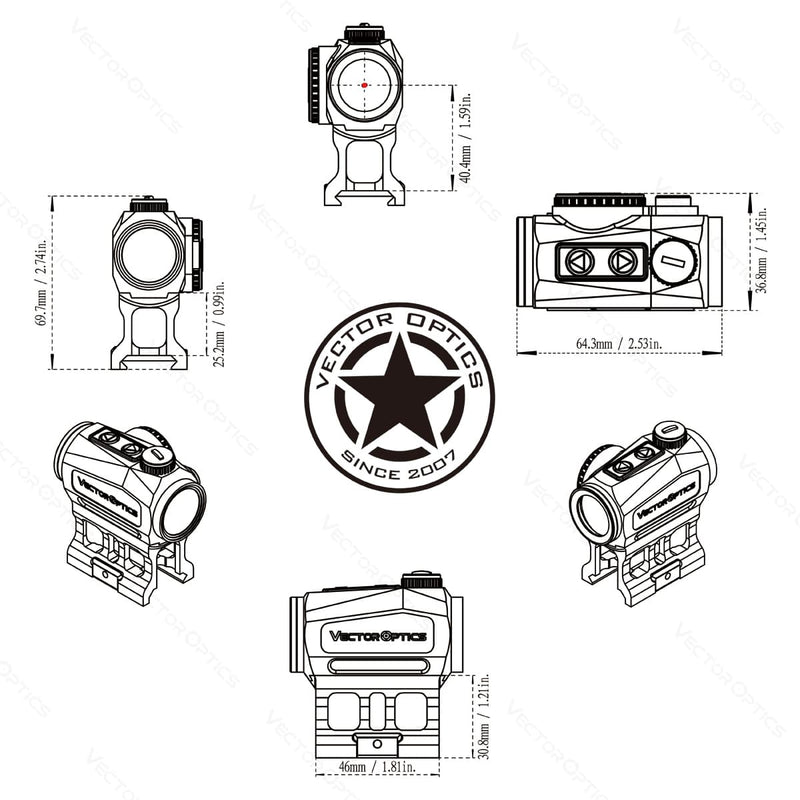 将图像加载到画廊查看器中，Scrapper 1x22 Red Dot Sight Details
