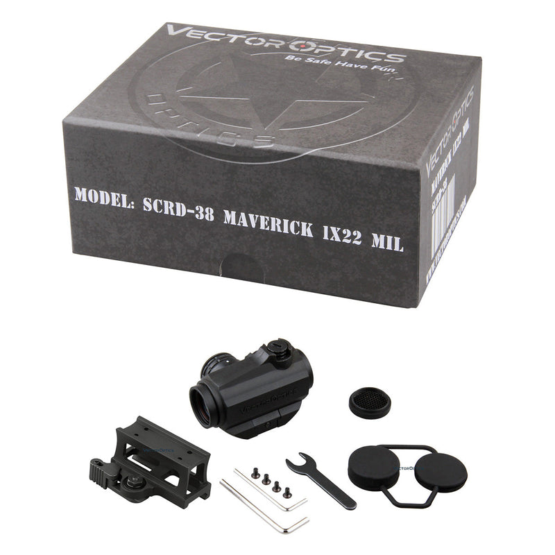 将图像加载到画廊查看器中，Vector Optics Maverick AR15 M4 1x22 Tactical Red Dot Scope Sight with 20mm Quick Release High Riser Picatinny Mount Base
